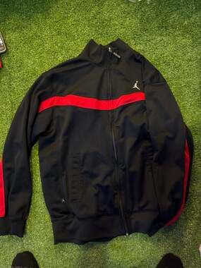 Jordan Jumpman Dri-Fit Full Zip Track Jacket Black with Red Stripe